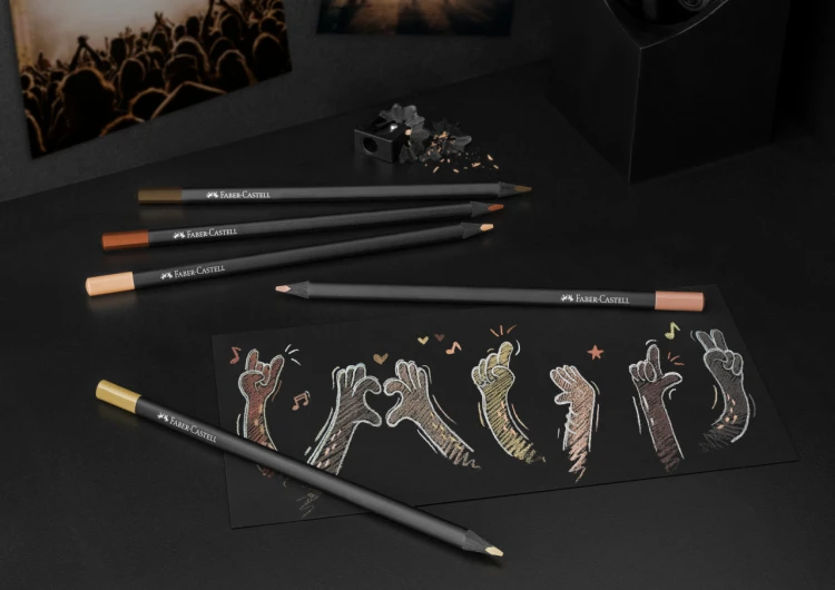 Kredki trójkątne black edition 12 kol.w odcieniach skóry Faber-Castell – zdjęcie 5