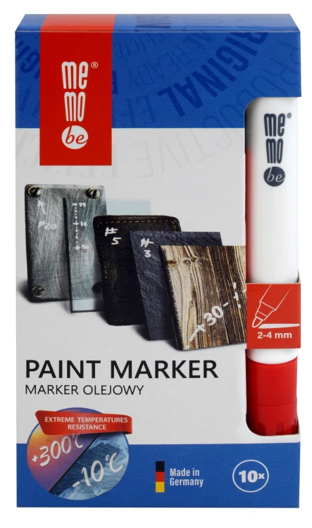 Marker olejowy MM301 MemoBe, końcówka okrągła 2-4 mm czerwony – zdjęcie 4