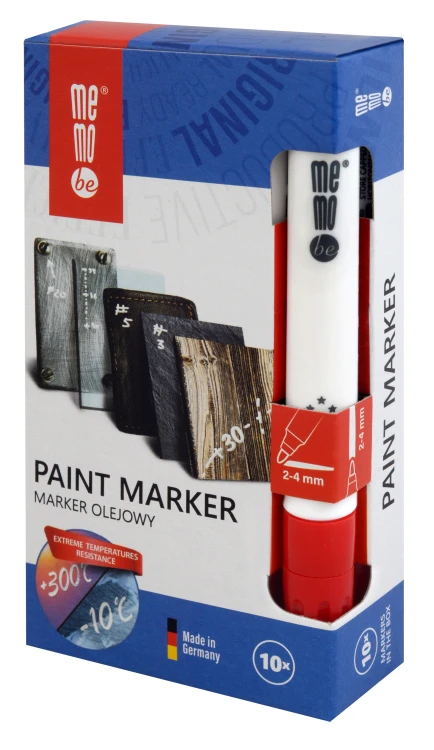 Marker olejowy MM301 MemoBe, końcówka okrągła 2-4 mm czerwony – zdjęcie 5