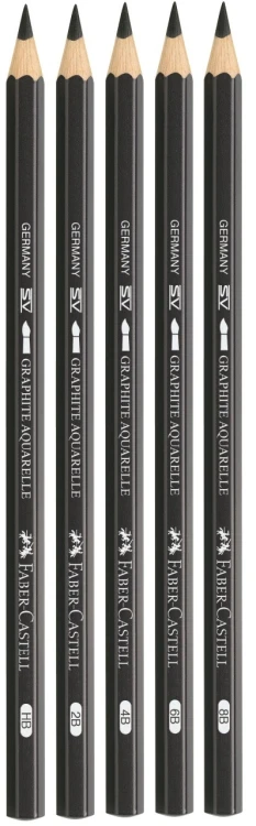 Ołówek akwarelowy 5 szt. HB,2B,4B,6B,8B + pędzelek blister Faber-Castell – zdjęcie 2