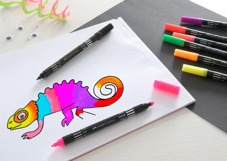 Flamastry dwustronne etui 10 kol. neon Faber-Castell – zdjęcie 2