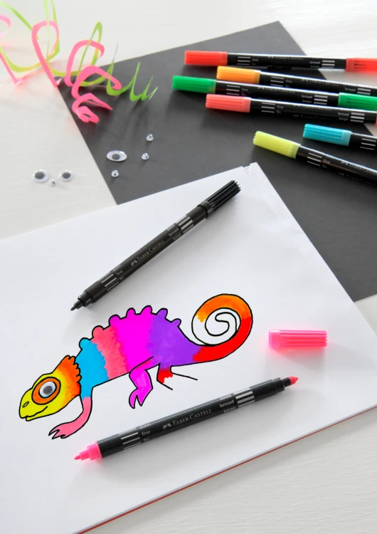 Flamastry dwustronne etui 10 kol. neon Faber-Castell – zdjęcie 3