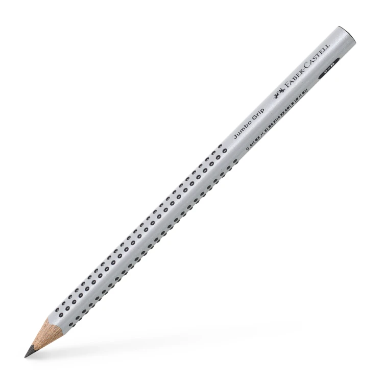 Ołówek jumbo grip b srebrny Faber-Castell – zdjęcie 3