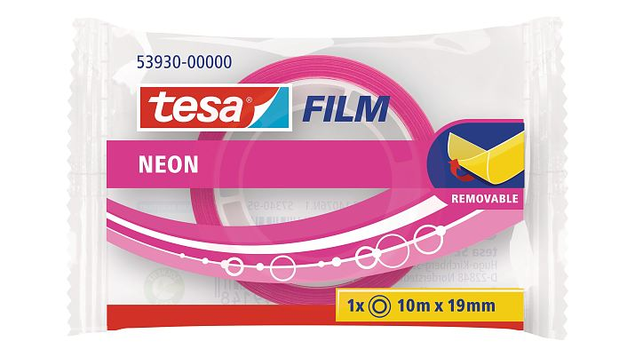TAŚMA BIUROWA TESA NEON 10m x 19mm  RÓŻOWA/ŻÓŁTA – zdjęcie 6