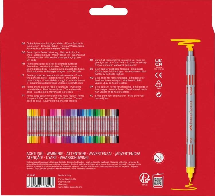 Flamastry dwustronne 40 kol. opakowanie kartonowe Faber-Castell – zdjęcie 2