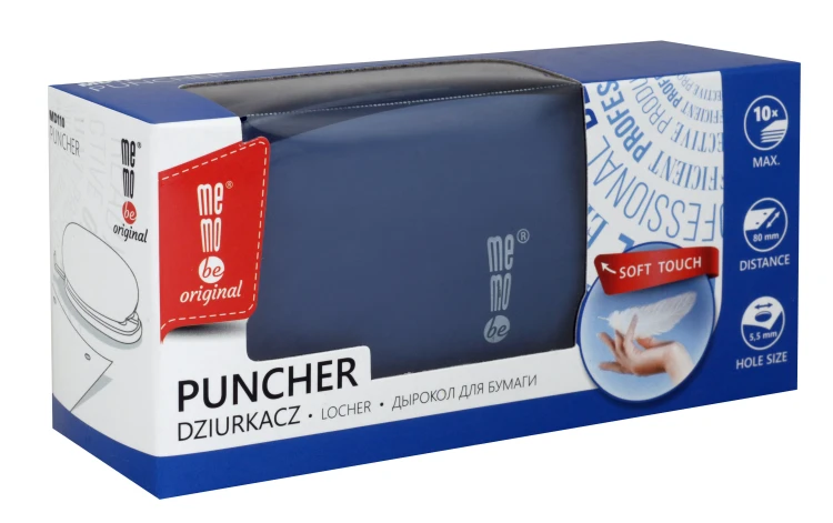 Dziurkacz MemoBe soft-touch niebieski  pastelowy – zdjęcie 2