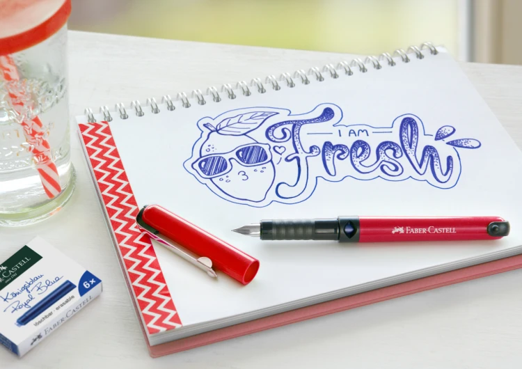 Pióro wieczne szkolne czerwone + 6 naboi Faber-Castell – zdjęcie 6