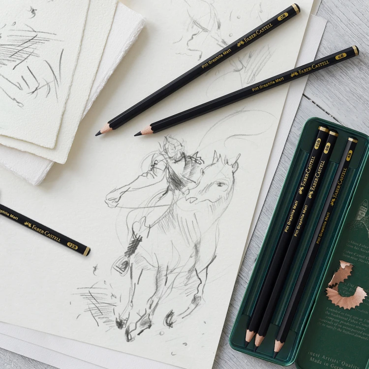 Ołówek artystyczny pitt graphite matt 6 szt. opakowanie metalowe Faber-Castell – zdjęcie 4