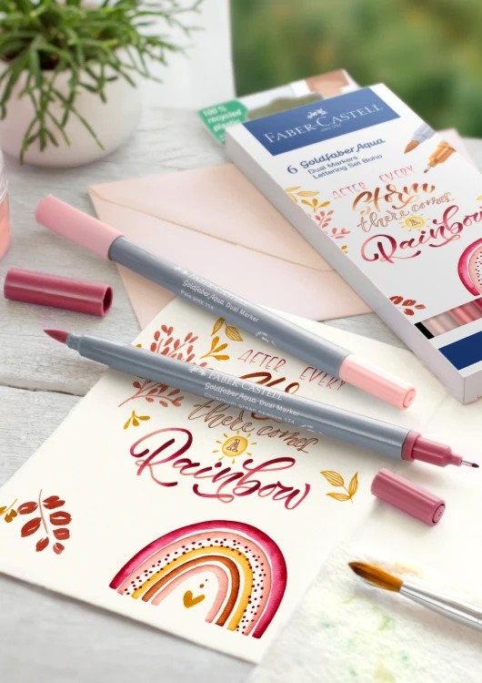 Pisak akwarelowy goldfaber aqua dwustronny zestaw do handletteringu boho 6 szt. Faber-Castell – zdjęcie 3