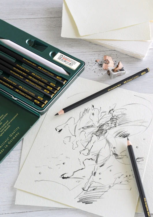 Ołówek artystyczny pitt graphite matt 8 szt. + akcesoria opakowanie metalowe Faber-Castell – zdjęcie 3