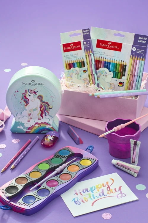 Pojemnik na wodę clic&go marble różowo fioletowy Faber-Castell – zdjęcie 4
