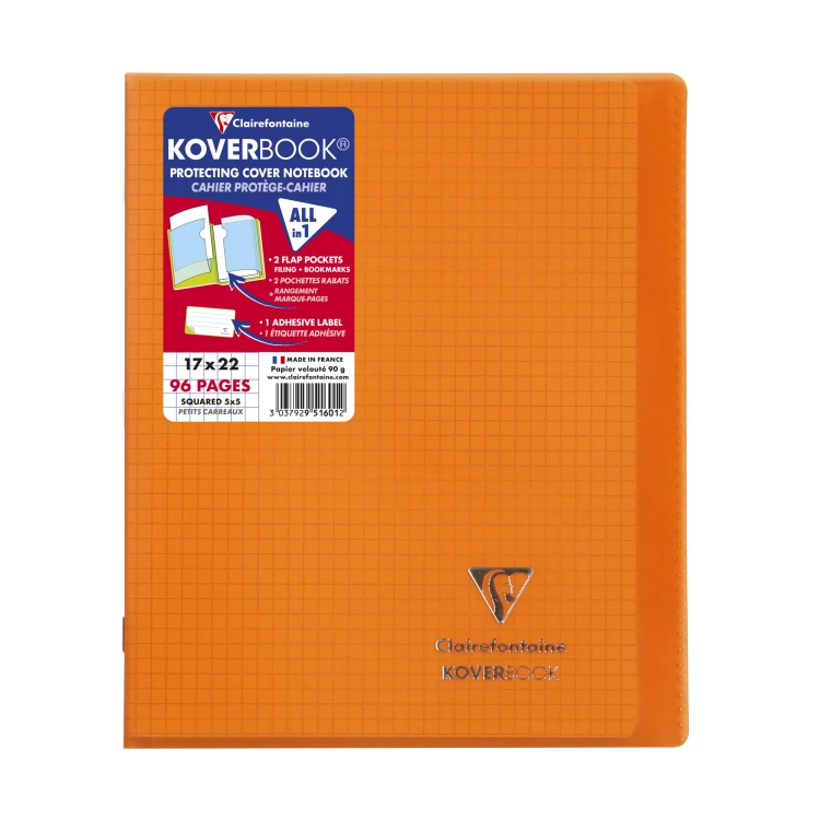 Zeszyt koverbook, w okładce z PP, 17X22 cm, w kratkę, 48 kartek, mix kolorów clairefontaine – zdjęcie 2