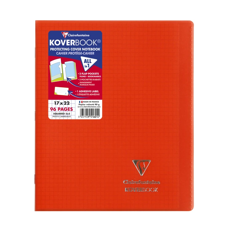 Zeszyt koverbook, w okładce z PP, 17X22 cm, w kratkę, 48 kartek, mix kolorów clairefontaine – zdjęcie 4
