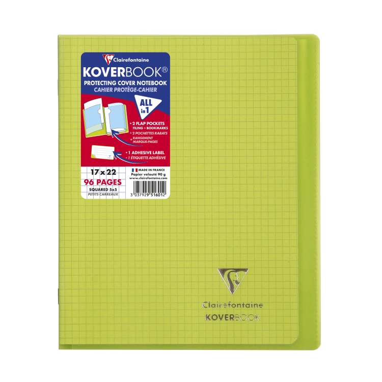Zeszyt koverbook, w okładce z PP, 17X22 cm, w kratkę, 48 kartek, mix kolorów clairefontaine – zdjęcie 5