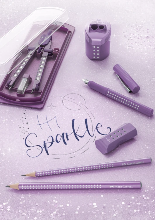 Ołówek jumbo sparkle metallic fioletowy Faber-Castell – zdjęcie 3