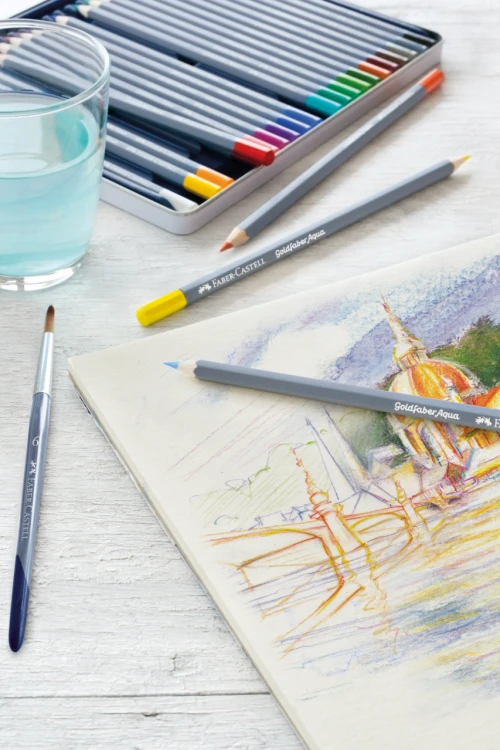 Kredki akwarelowe goldfaber aqua 24 kol. opak. metalowe Faber-Castell – zdjęcie 5