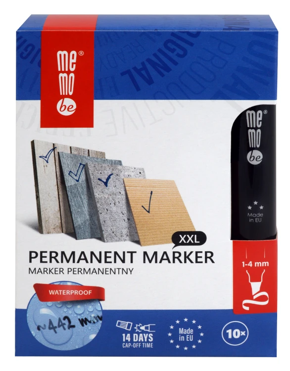 Marker permanentny M201 MemoBe końcówka ścięta 1-4 mm czerwony – zdjęcie 4