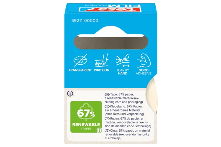 TAŚMA BIUROWA PAPIEROWA TESAFILM  TRANSPARENTNA 10M x 19MM – zdjęcie 2