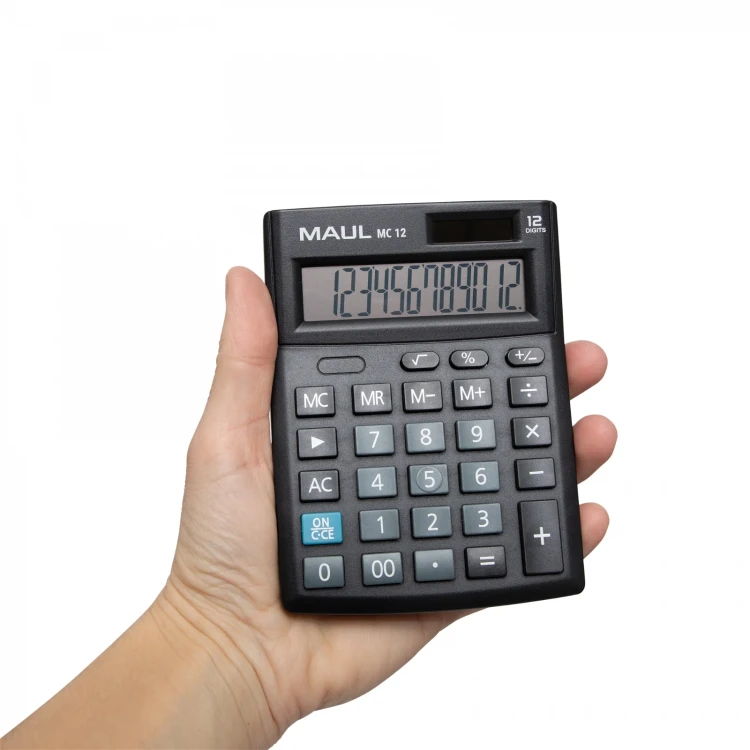 Kalkulator biurkowy compact, mc 12, 12-POZYCYJNY, czarny Maul – zdjęcie 4