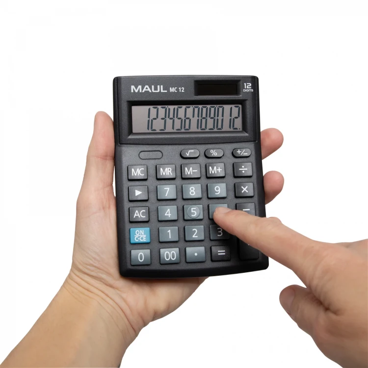 Kalkulator biurkowy compact, mc 12, 12-POZYCYJNY, czarny Maul – zdjęcie 5