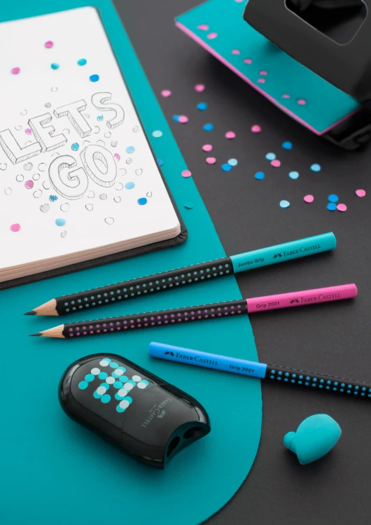 Temperówka podwójna z gumką two tone mix 3 kolorów Faber-Castell – zdjęcie 4