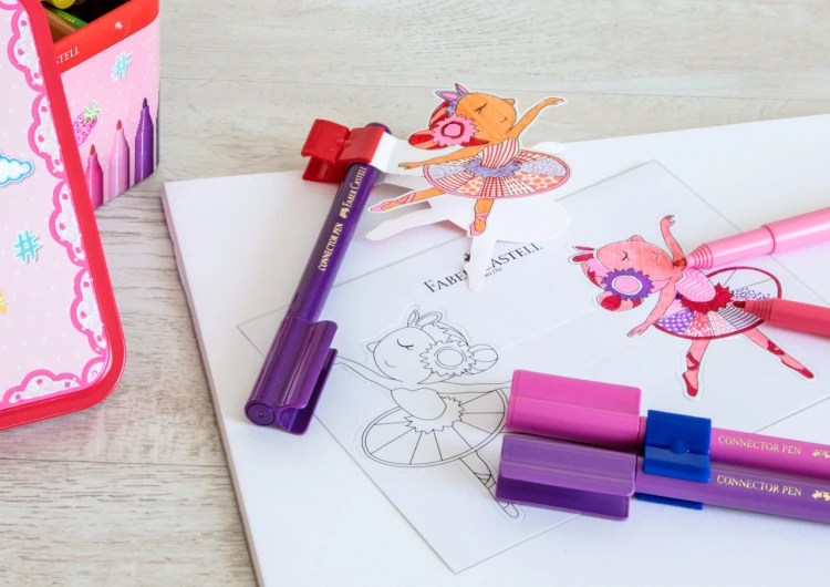 Flamastry connector 33 kol.w metalowej szkatułce upominkowej "ballerina" Faber-Castell – zdjęcie 5