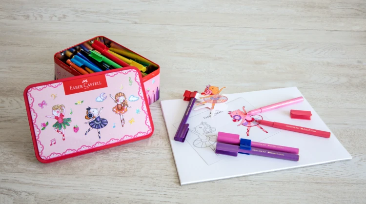 Flamastry connector 33 kol.w metalowej szkatułce upominkowej "ballerina" Faber-Castell – zdjęcie 6