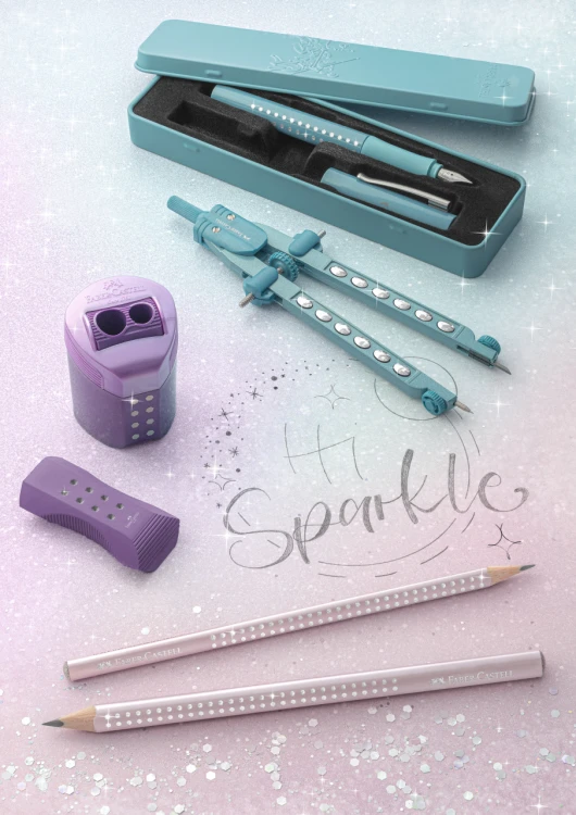 Ołówek jumbo sparkle rose metallic Faber-Castell – zdjęcie 4