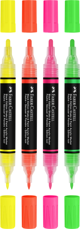 Marker akrylowy black edition shake&paint 4 kol. neonowe op. kartonowe Faber-Castell – zdjęcie 2