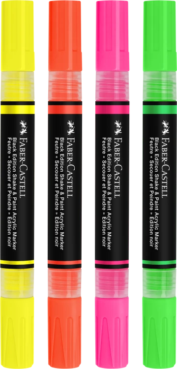 Marker akrylowy black edition shake&paint 4 kol. neonowe op. kartonowe Faber-Castell – zdjęcie 3