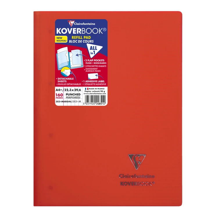Zeszyt koverbook w okładce z PP, A4+ (22,3X29,7 cm), w kratkę z marginesem, z perforacją, 80 kartek, mix kolorów clairef – zdjęcie 5