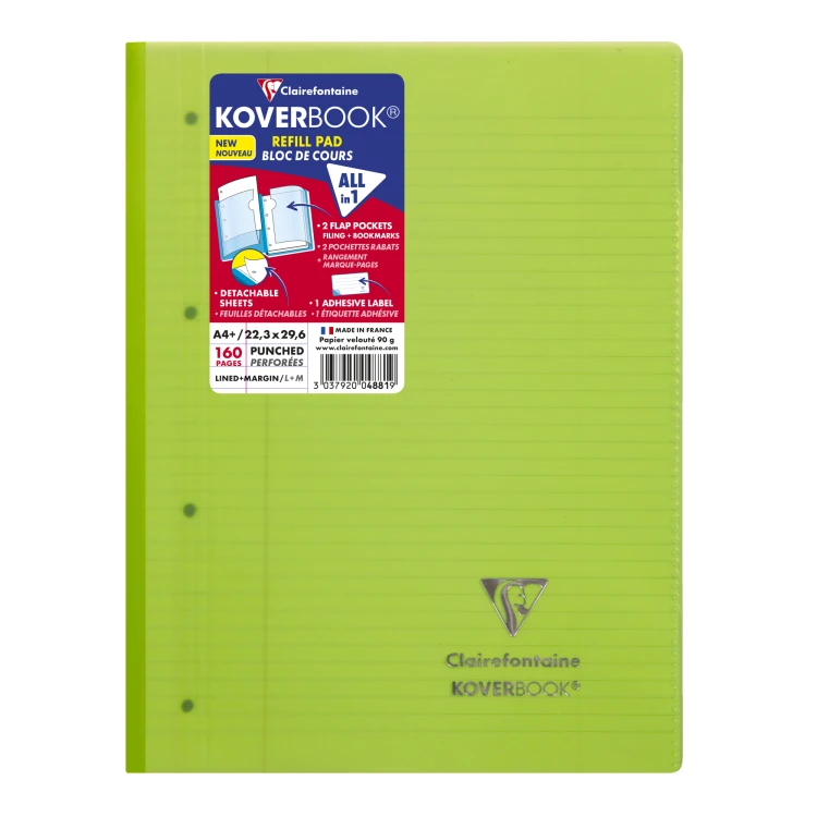 Zeszyt koverbook w okładce z PP, A4+ (22,3X29,7 cm), w linie z marginesem, z perforacją, 80 kartek, mix kolorów clairefo – zdjęcie 6