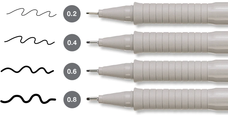 Cienkopisy ecco pigment 4 szt. etui (0,2 : 0,4 : 0,6 : 0,8 mm) czarne Faber-Castell – zdjęcie 3