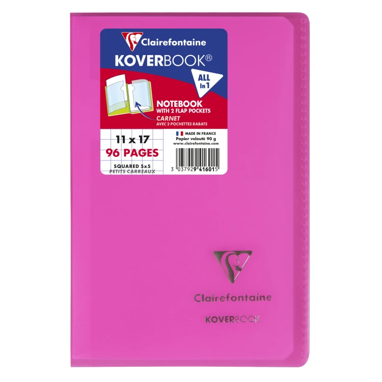 Zeszyt koverbook, w okładce z PP, 11X17 cm, w kratkę, 48 kartek, mix kolorów clairefontaine – zdjęcie 2