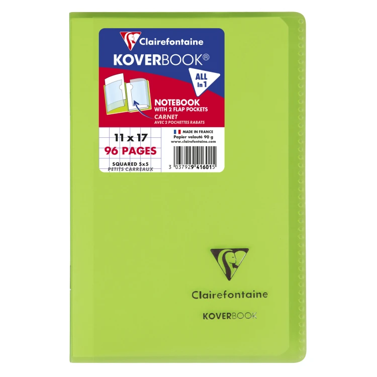 Zeszyt koverbook, w okładce z PP, 11X17 cm, w kratkę, 48 kartek, mix kolorów clairefontaine – zdjęcie 4