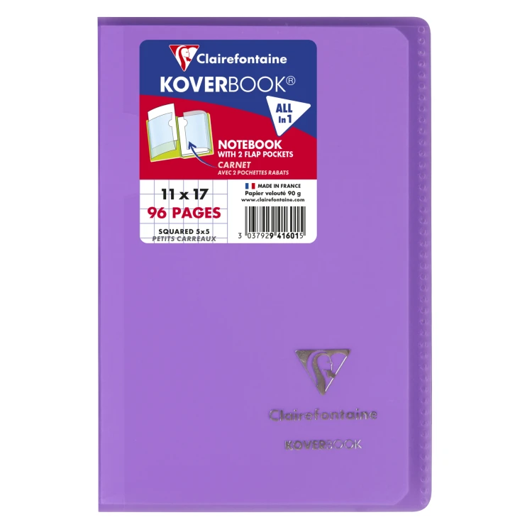Zeszyt koverbook, w okładce z PP, 11X17 cm, w kratkę, 48 kartek, mix kolorów clairefontaine – zdjęcie 5