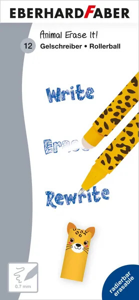 Długopisy żelowy wymazywalny zwierzątka lampart eberhard faber – zdjęcie 3