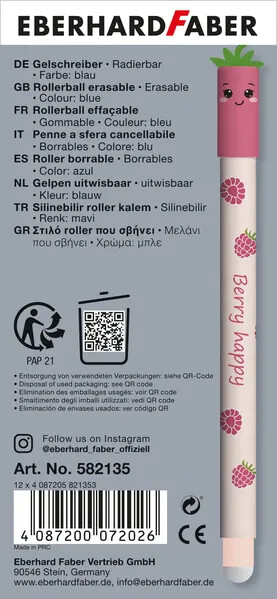 Długopisy żelowy wymazywalny owoce malina eberhard faber – zdjęcie 3