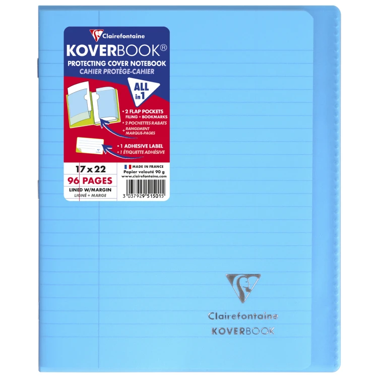 Zeszyt koverbook, w okładce z PP, 17X22 cm, w linie z marginesem, 48 kartek, mix kolorów clairefontaine – zdjęcie 2