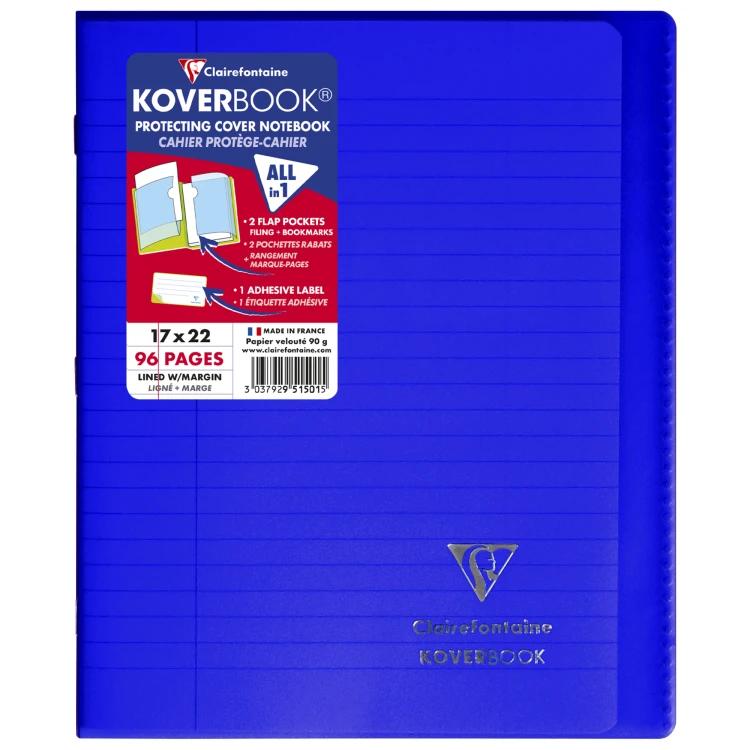 Zeszyt koverbook, w okładce z PP, 17X22 cm, w linie z marginesem, 48 kartek, mix kolorów clairefontaine – zdjęcie 3