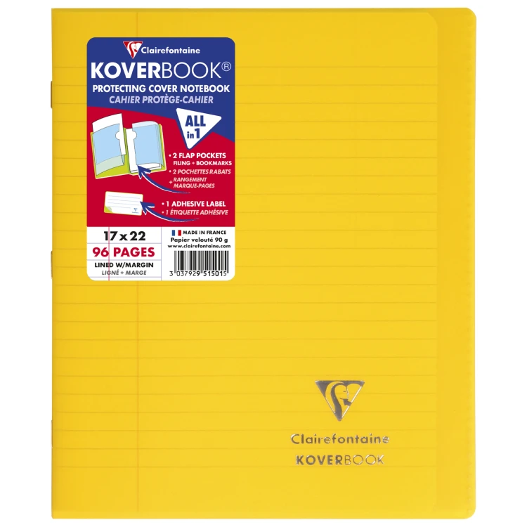 Zeszyt koverbook, w okładce z PP, 17X22 cm, w linie z marginesem, 48 kartek, mix kolorów clairefontaine – zdjęcie 6