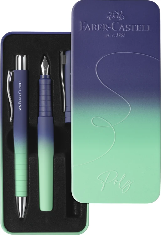 Zestaw prezentowy poly pióro wieczne m + długopis buzzing blue Faber-Castell – zdjęcie 2