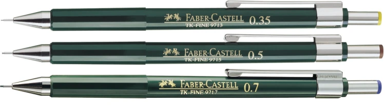 Ołówek automatyczny tk-fine 3 szt. w etui plastikowym (0,35: 0,5: 0,7 mm ) Faber-Castell – zdjęcie 2