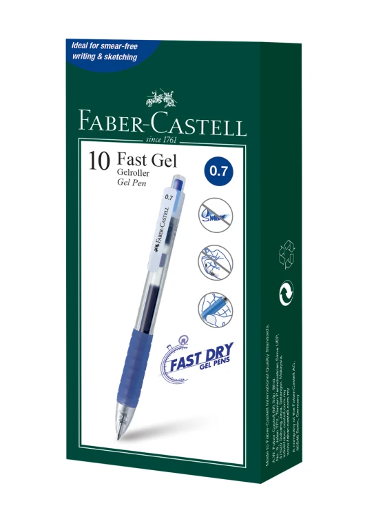 Długopis automatyczny żelowy fast gel 0,7 mm niebieski Faber-Castell – zdjęcie 2