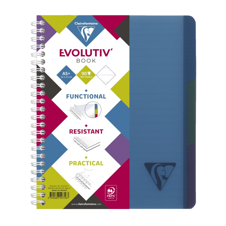 Kołonotatnik linicolor evolutiv intensive w okładce z PP, format A5+ (16X21 cm), w linie, 90 kartek, 3 przekładki, mix k – zdjęcie 2