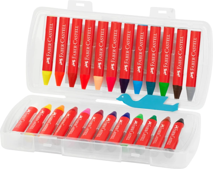 Kredki woskowe trójkątne 24 kol. ( w tym 6 kol. neonowych ) opakowanie plastikowe Faber-Castell – zdjęcie 2