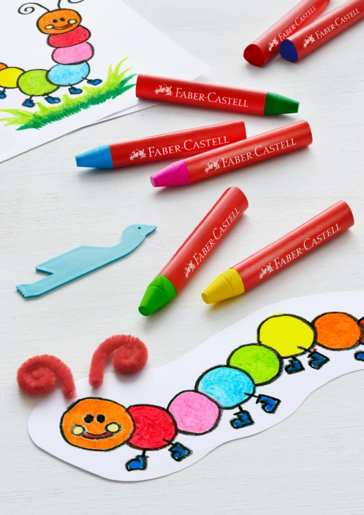 Kredki woskowe trójkątne 24 kol. ( w tym 6 kol. neonowych ) opakowanie plastikowe Faber-Castell – zdjęcie 4