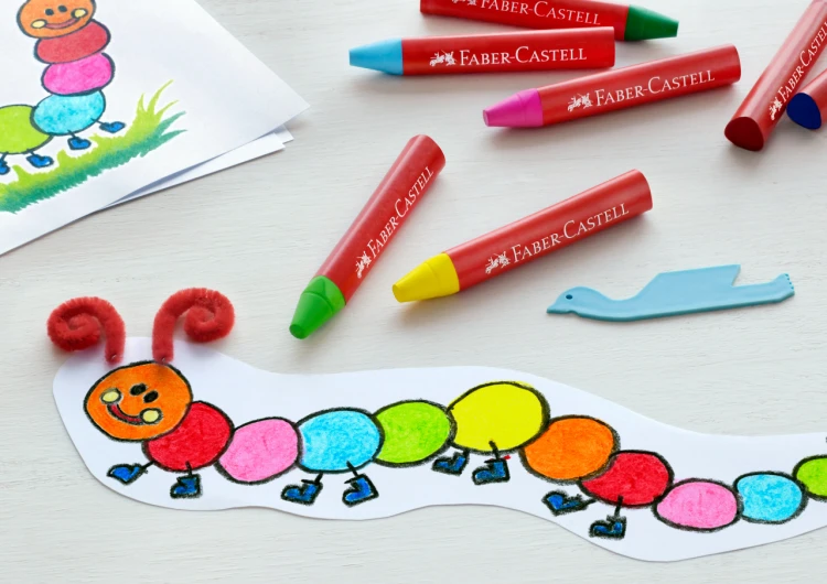 Kredki woskowe trójkątne 24 kol. ( w tym 6 kol. neonowych ) opakowanie plastikowe Faber-Castell – zdjęcie 5