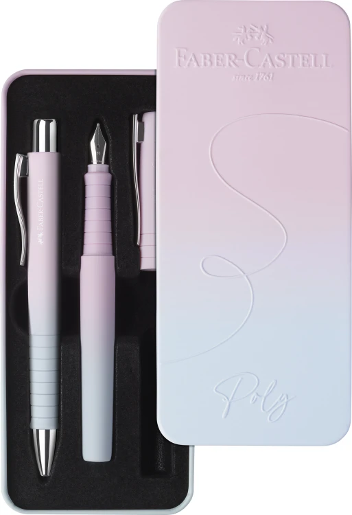 Zestaw prezentowy poly pióro wieczne m + długopis blushing sky Faber-Castell – zdjęcie 3