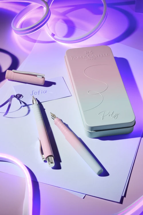 Zestaw prezentowy poly pióro wieczne m + długopis blushing sky Faber-Castell – zdjęcie 4